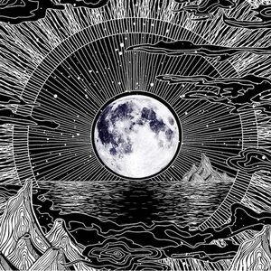 “psychedelic moon and mountain tapestry”